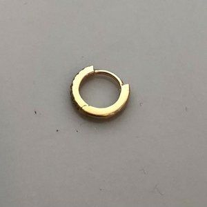 Diamond pave 14K hoop earring huggie SINGLE